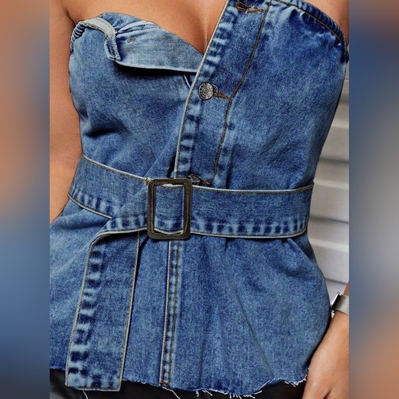 Raw Appeal Denim Tube Top - Medium Wash - Picture 5 of 8